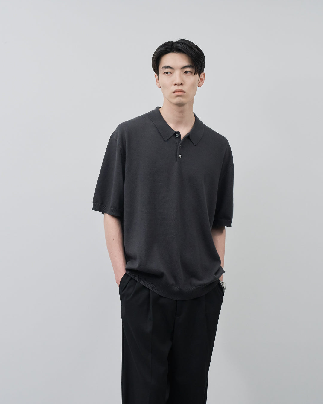 S/S Dry Knit Polo -charcoal-