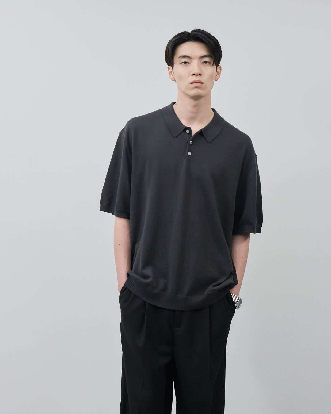 S/S Dry Knit Polo -charcoal-