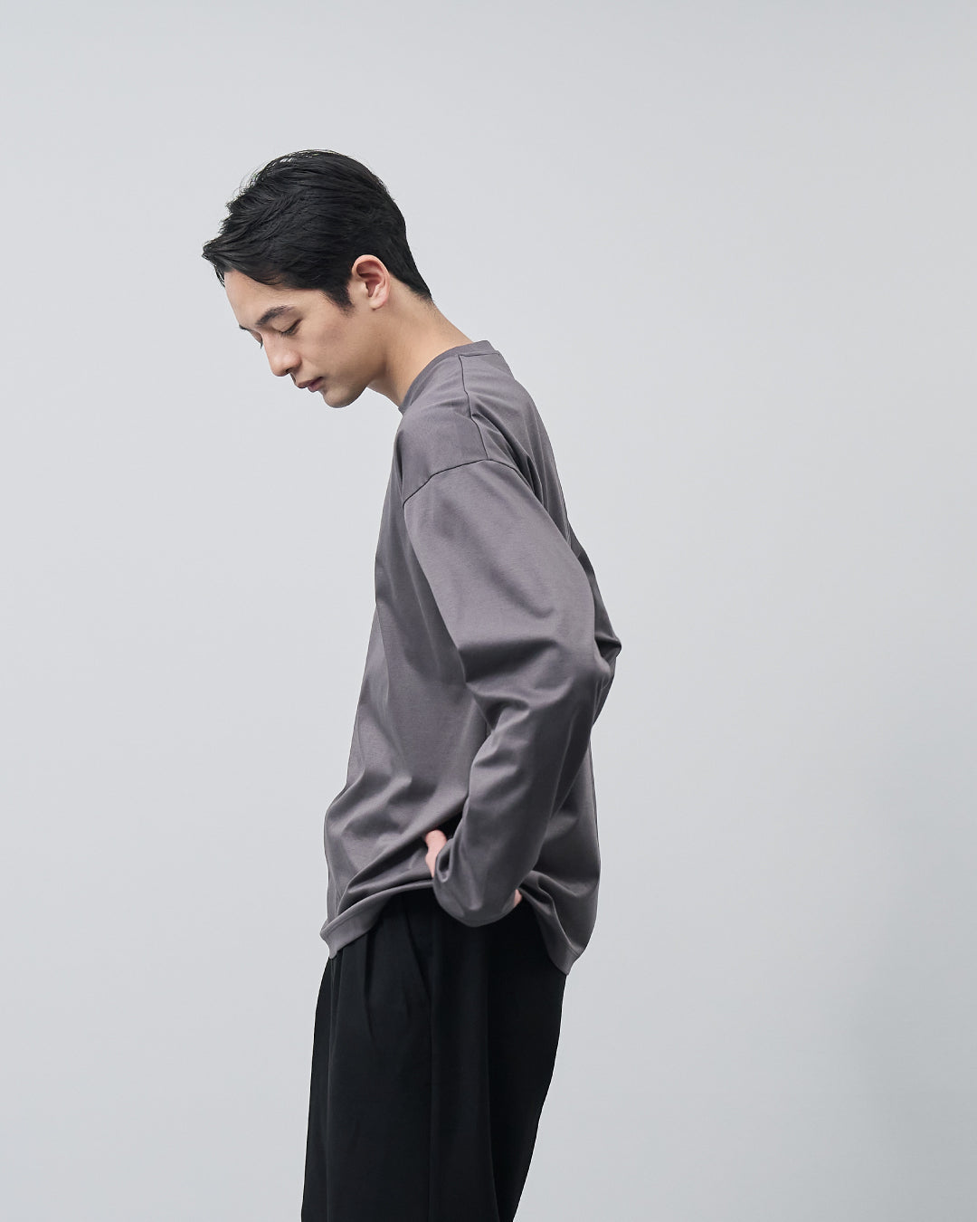 ARBINI Cotton L/S Tee -charcoal-