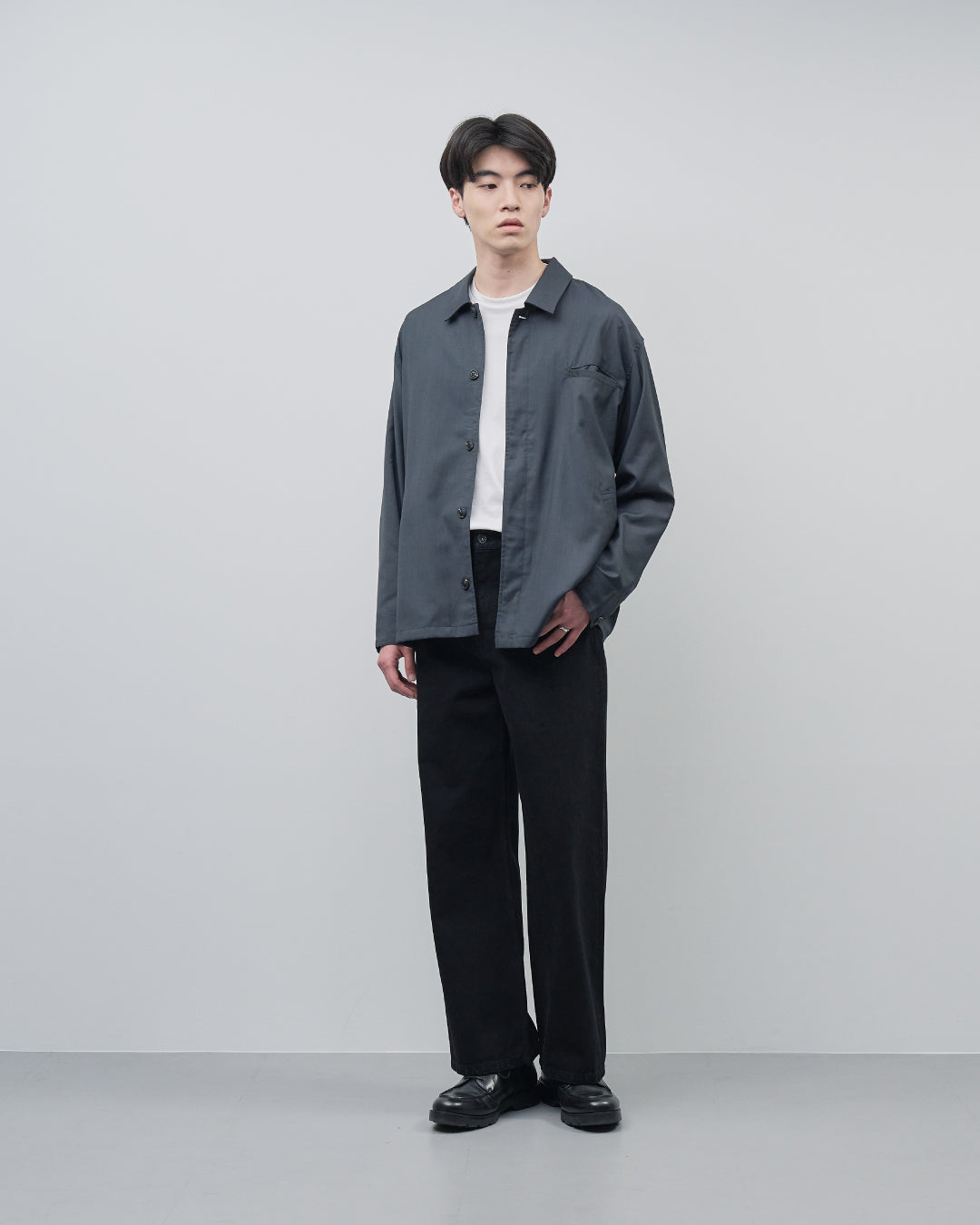 Straight Denim Pants -black-