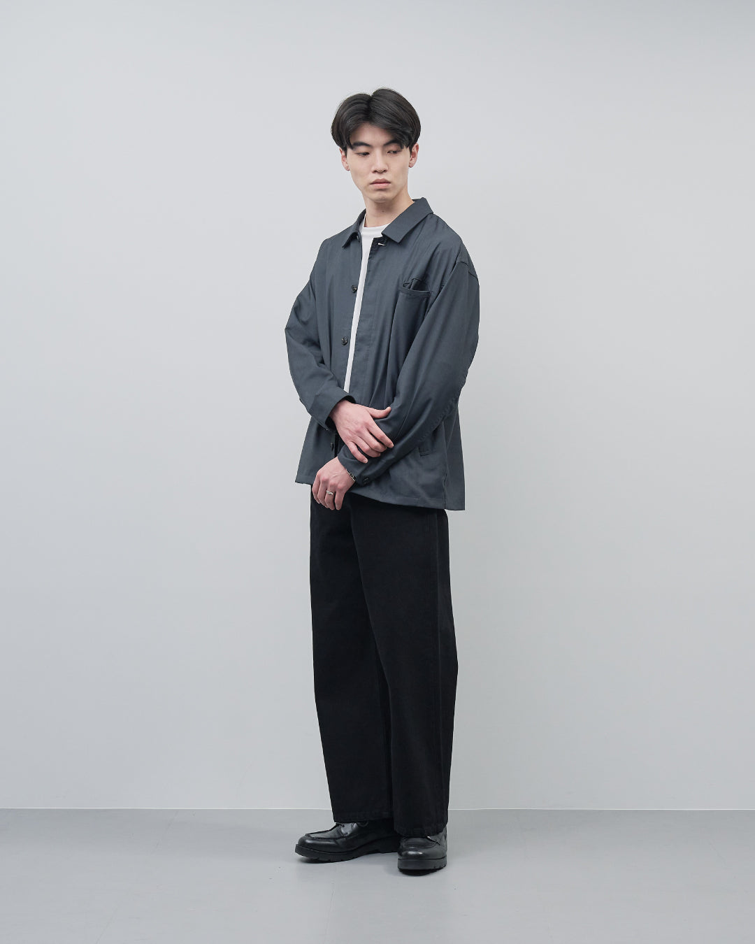 Straight Denim Pants -black-