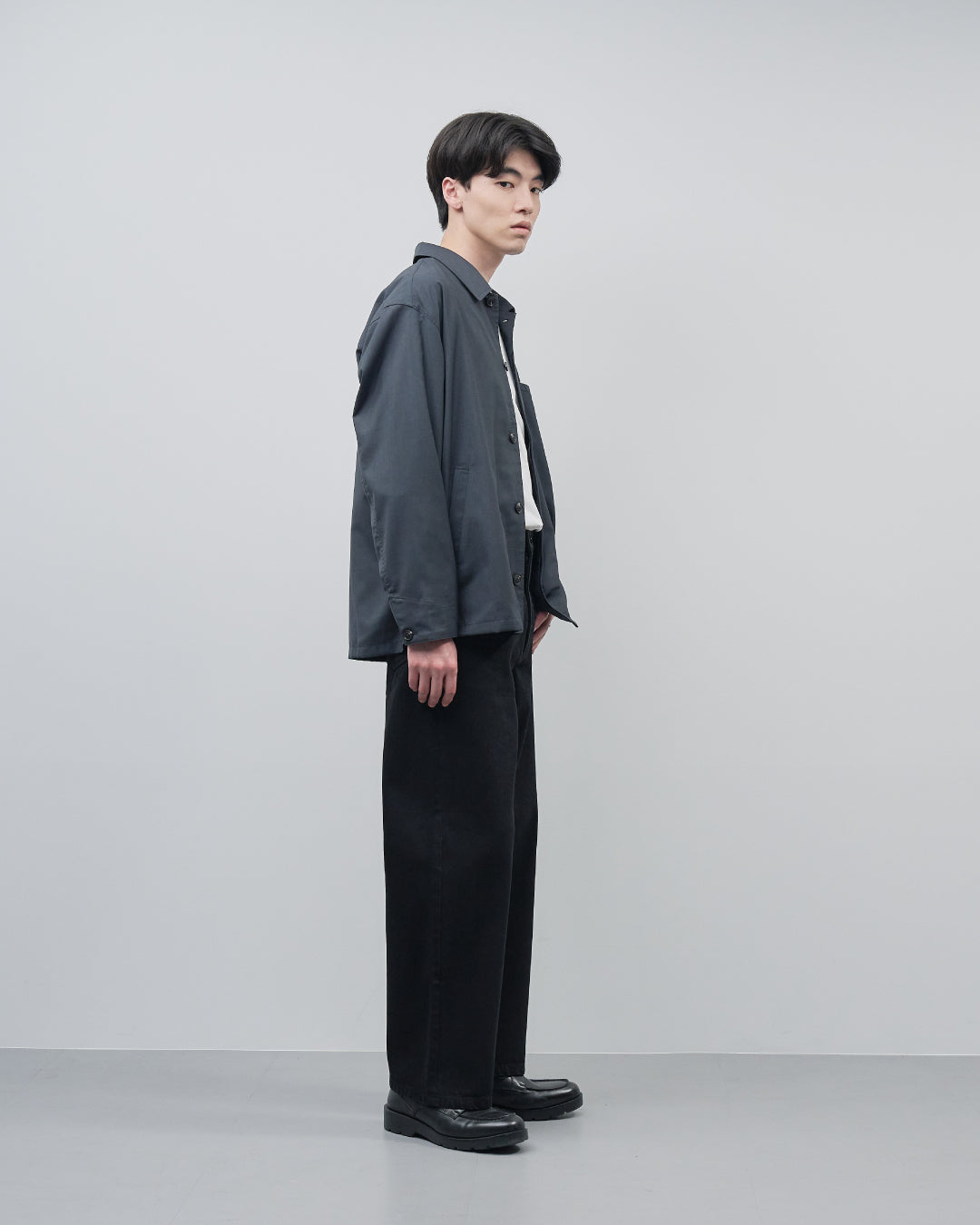 Straight Denim Pants -black-