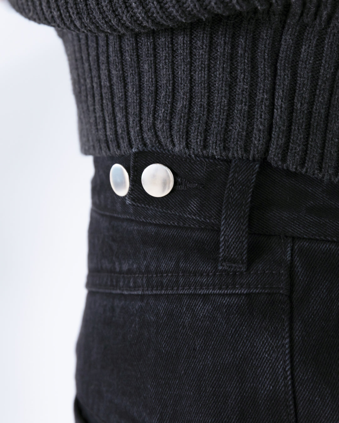 Wide Straight Denim Pants -black-