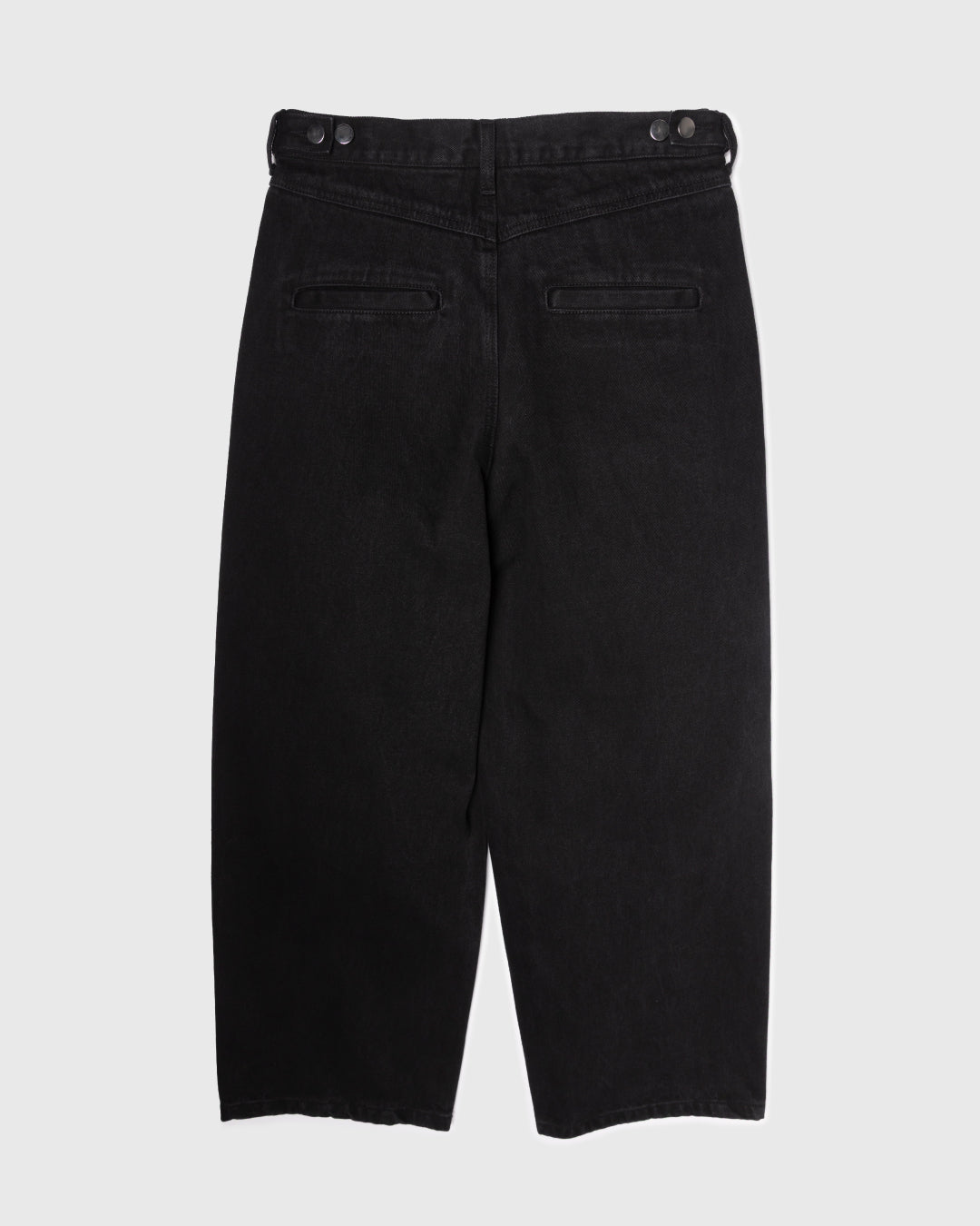 Wide Straight Denim Pants -black-