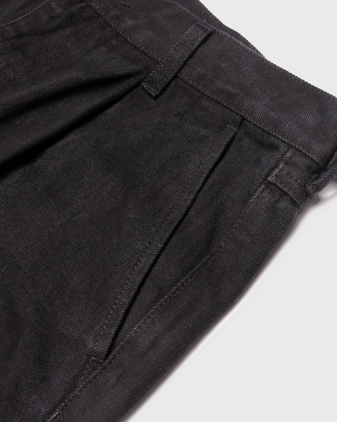 Wide Straight Denim Pants -black-