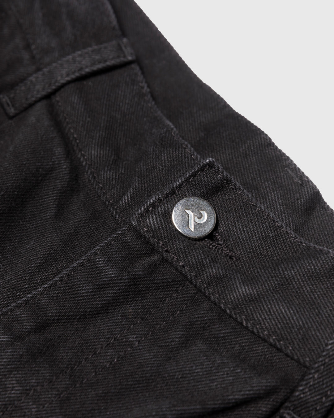 Wide Straight Denim Pants -black-