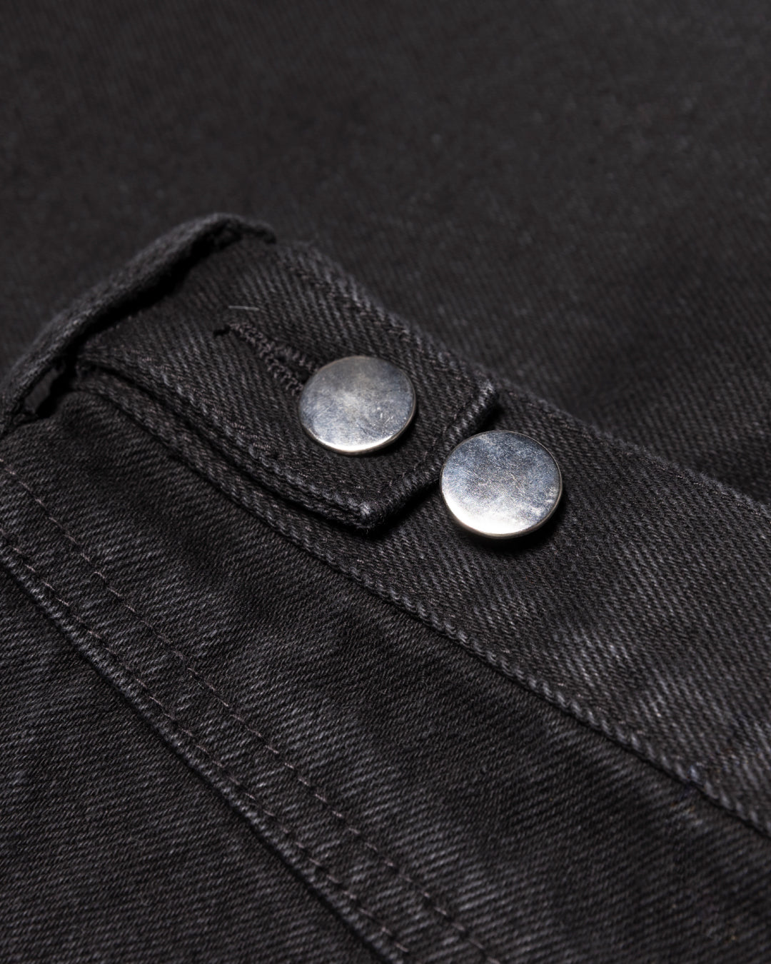 Wide Straight Denim Pants -black-