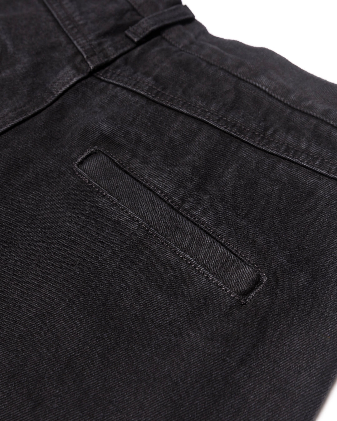 Wide Straight Denim Pants -black-