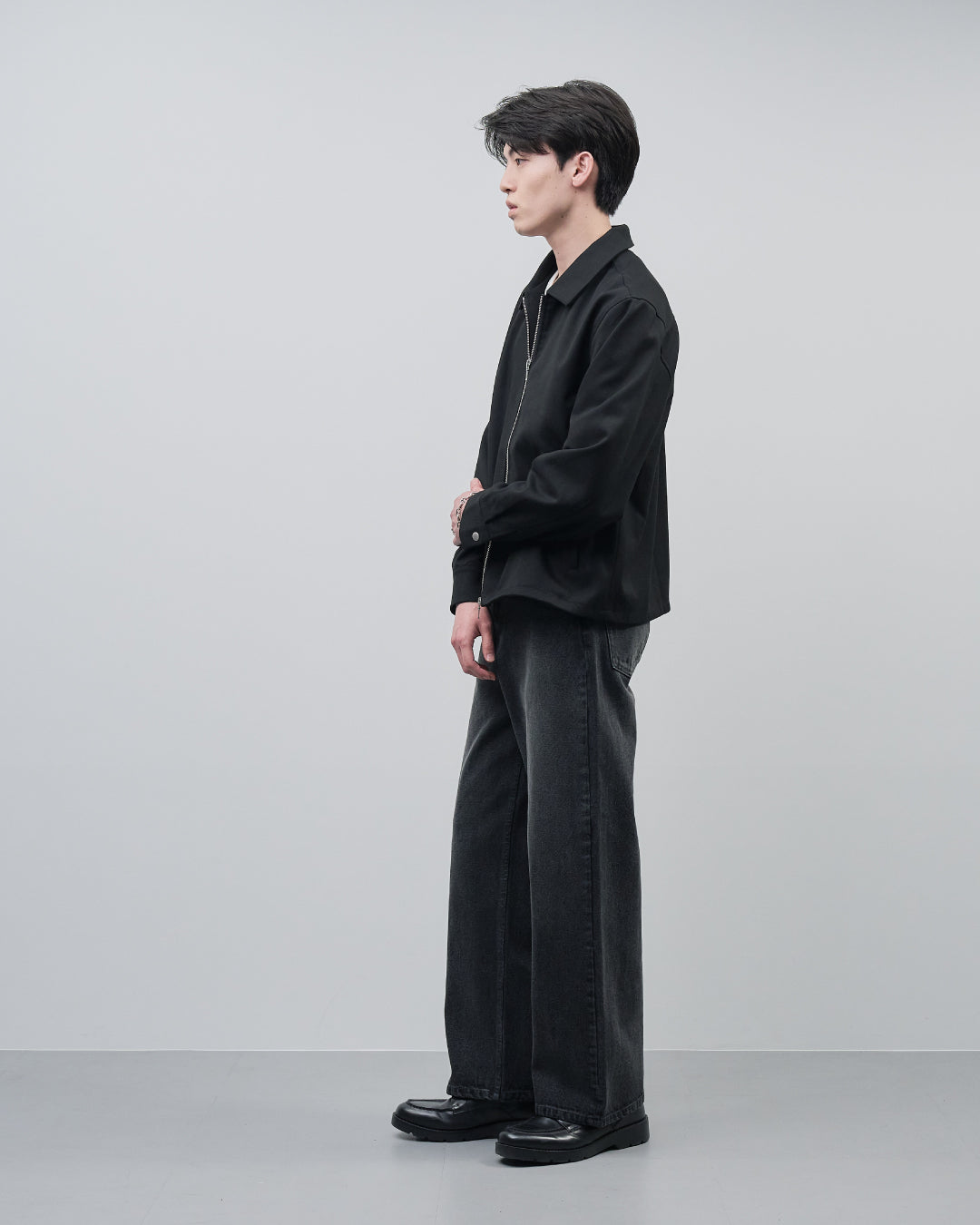 Straight Denim Pants -fade black-
