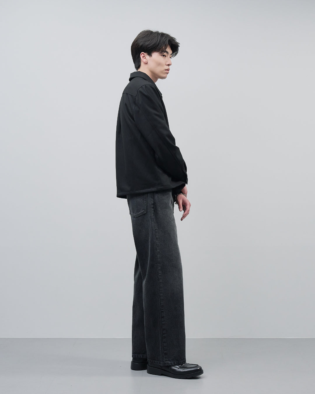 Straight Denim Pants -fade black-
