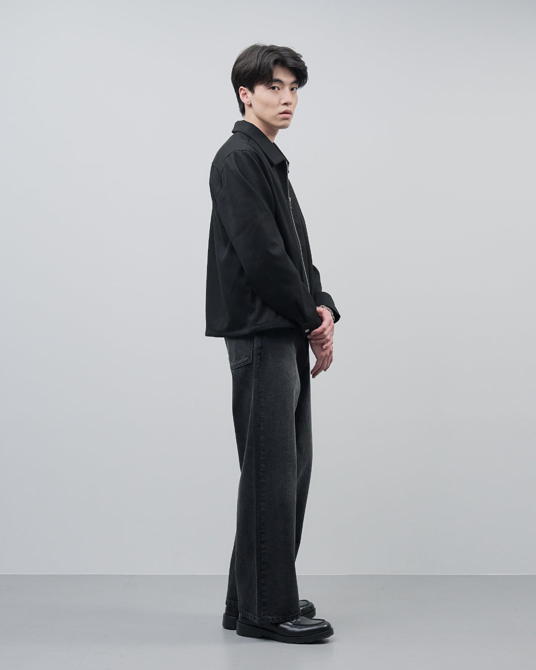 Straight Denim Pants -fade black-