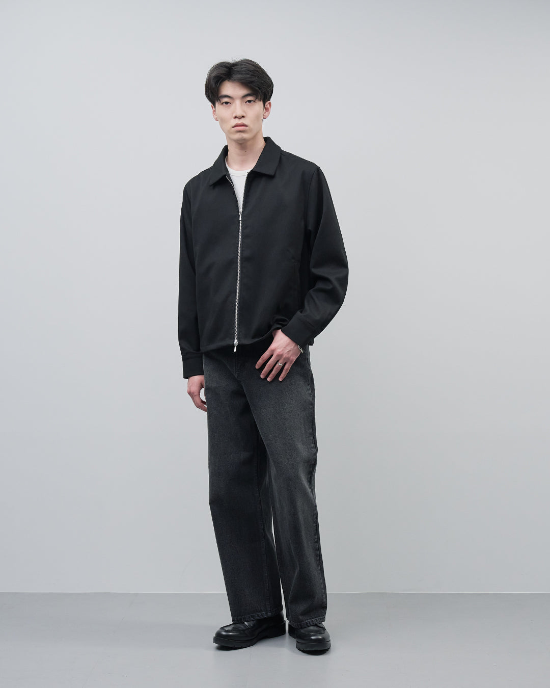 Straight Denim Pants -fade black-