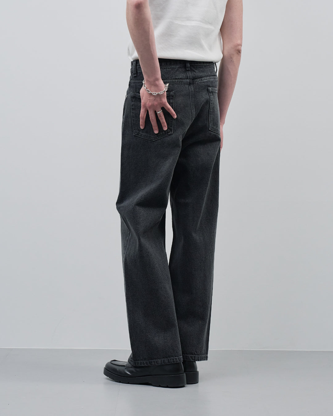 Straight Denim Pants -fade black-