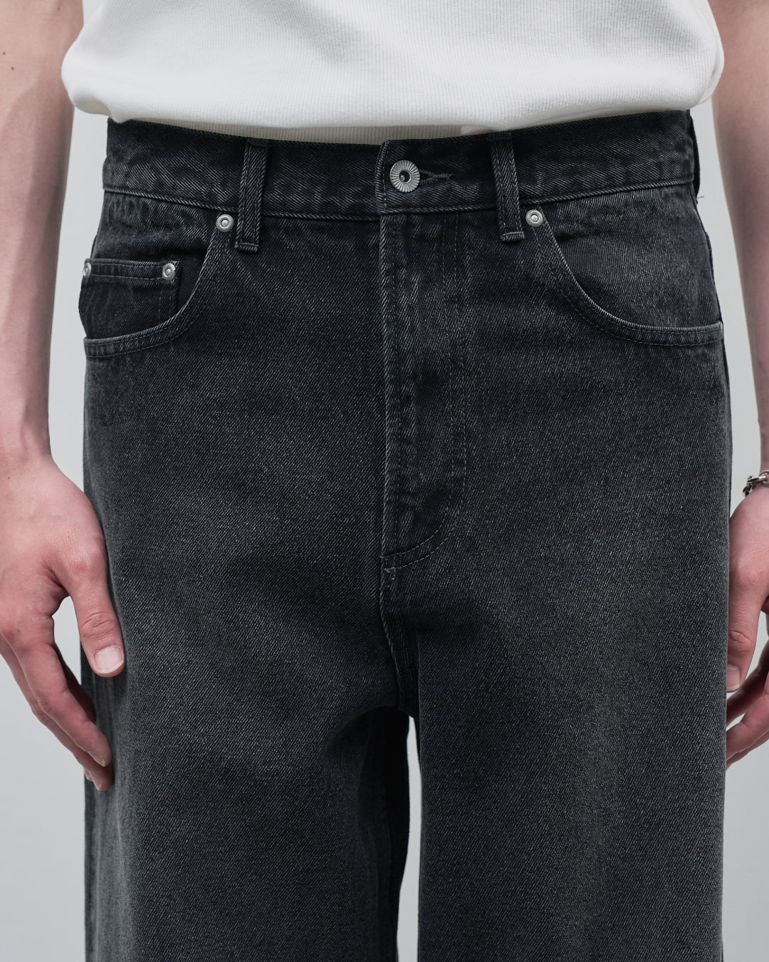 Straight Denim Pants -fade black-