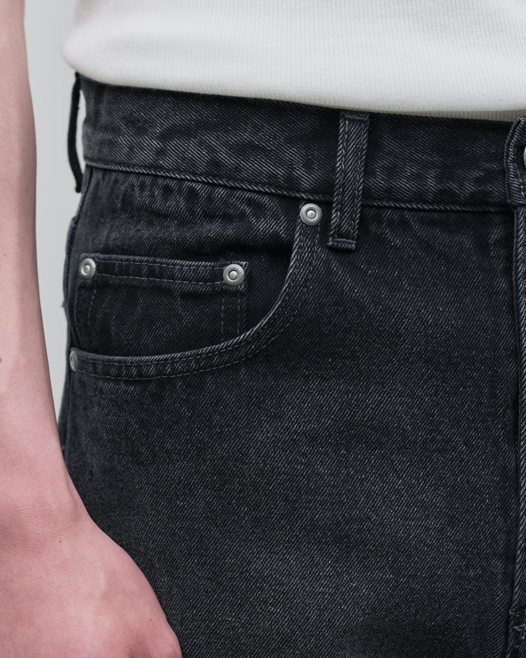Straight Denim Pants -fade black-