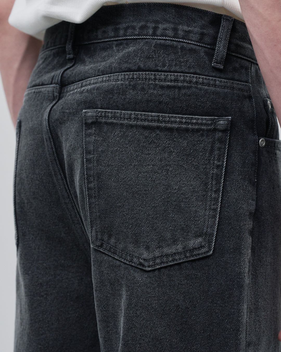 Straight Denim Pants -fade black-
