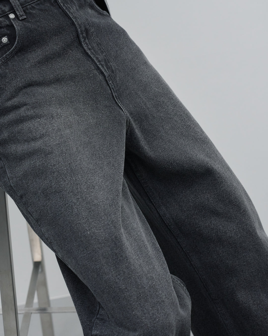 Straight Denim Pants -fade black-