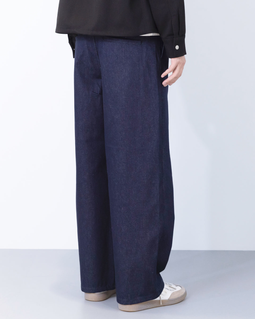Wide Straight Denim Pants -indigo-