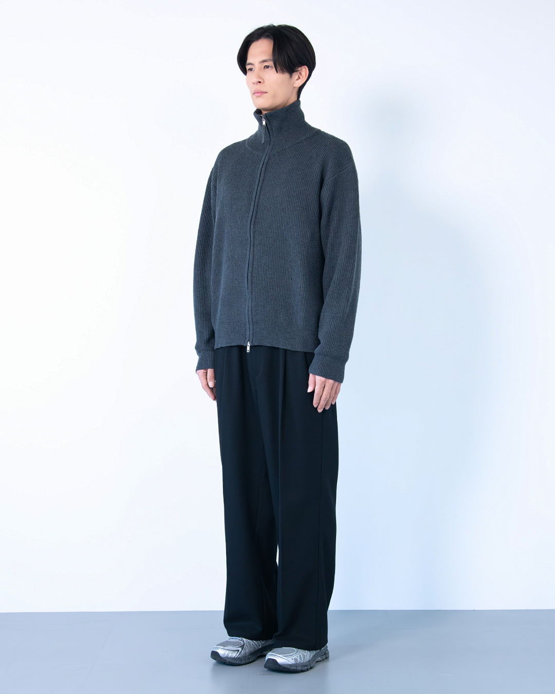 Wool Mixed Drivers Knit -dark gray-