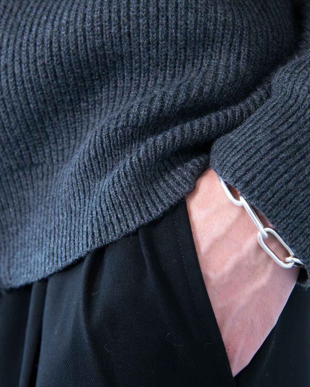 Wool Mixed Drivers Knit -dark gray-