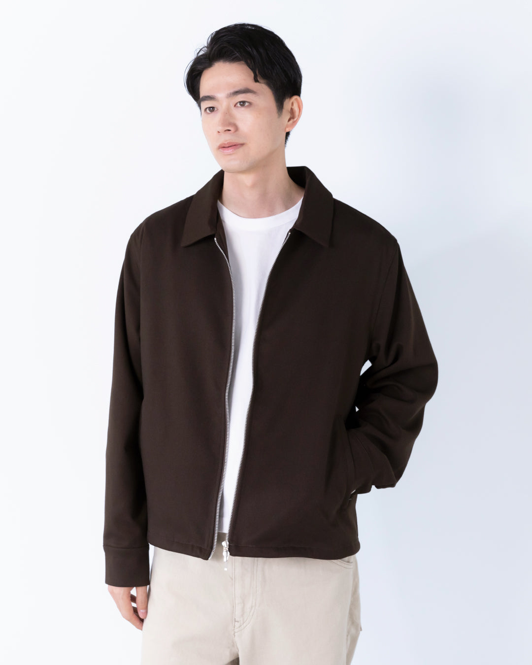 Double Zip Jacket -brown-