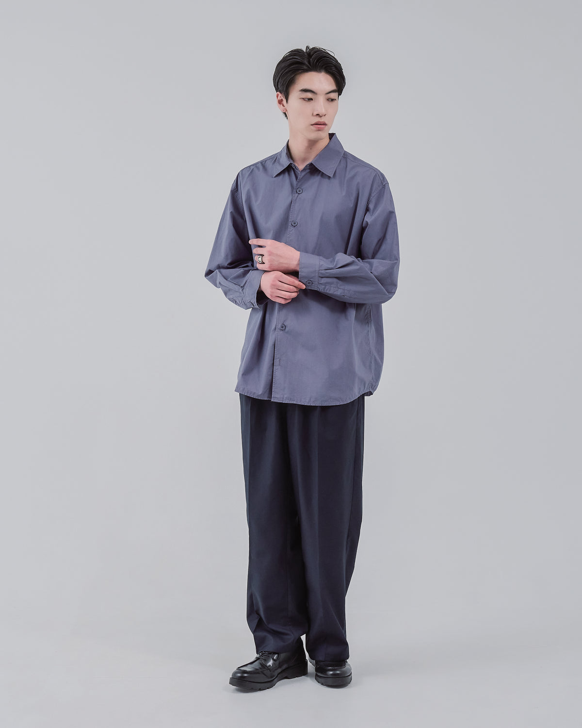 Garment Dyed L/S Shirt -dark purple-(19)