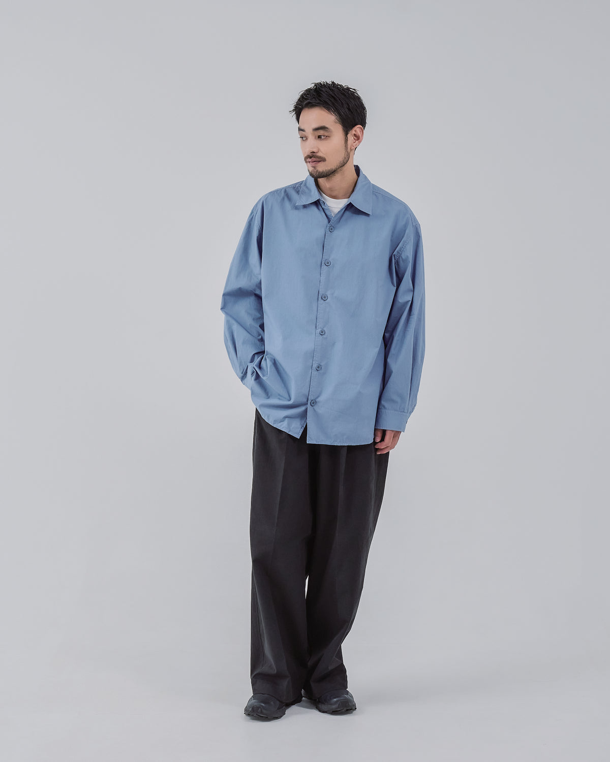 Garment Dyed L/S Shirt -blue-(22)