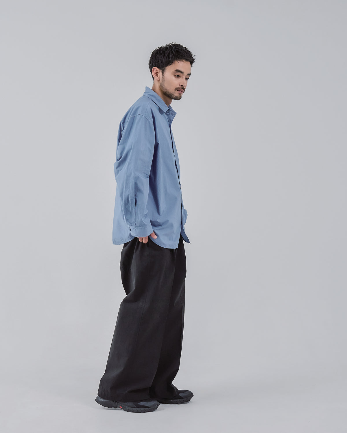 Garment Dyed L/S Shirt -blue-(18)