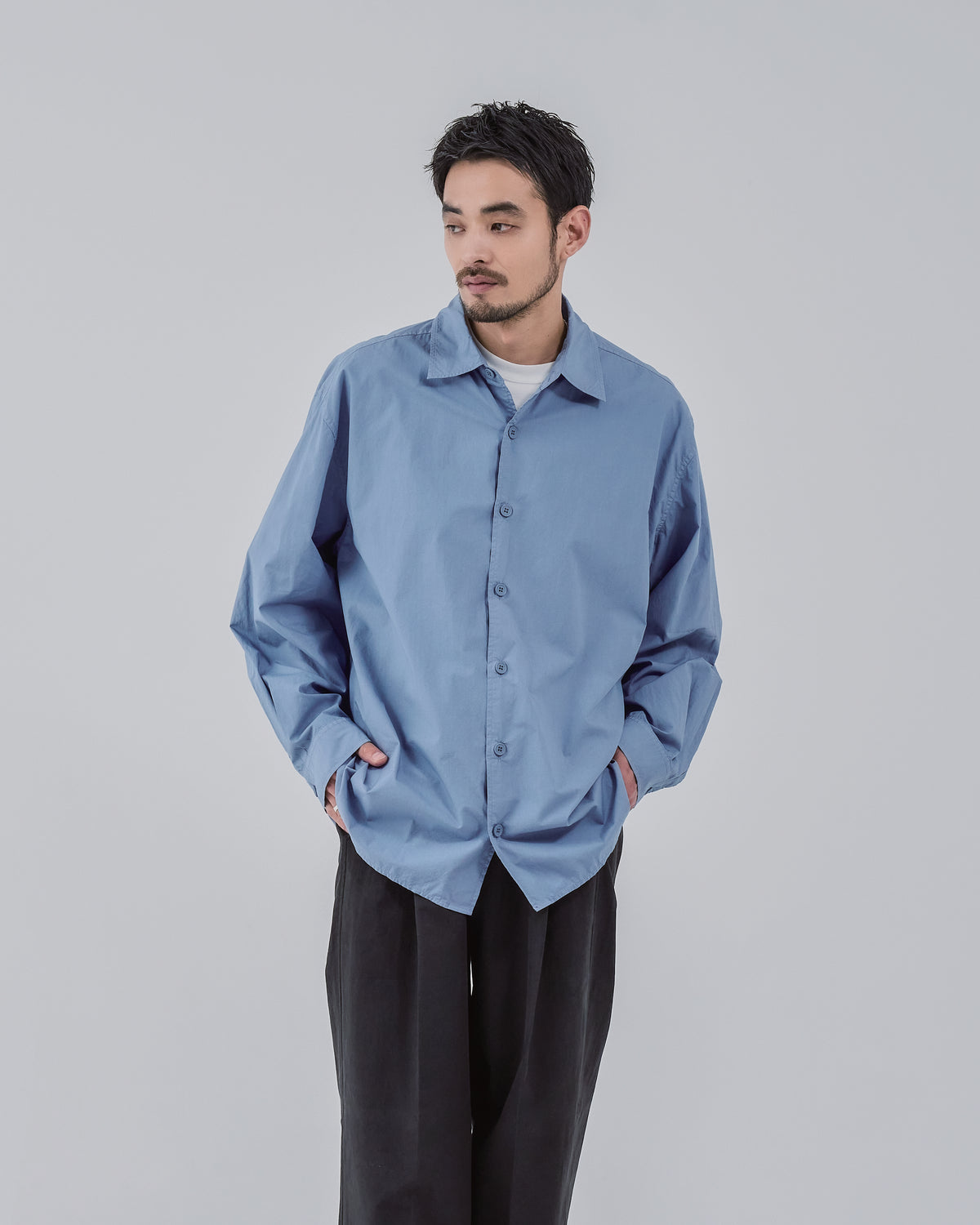 Garment Dyed L/S Shirt -blue-(11)