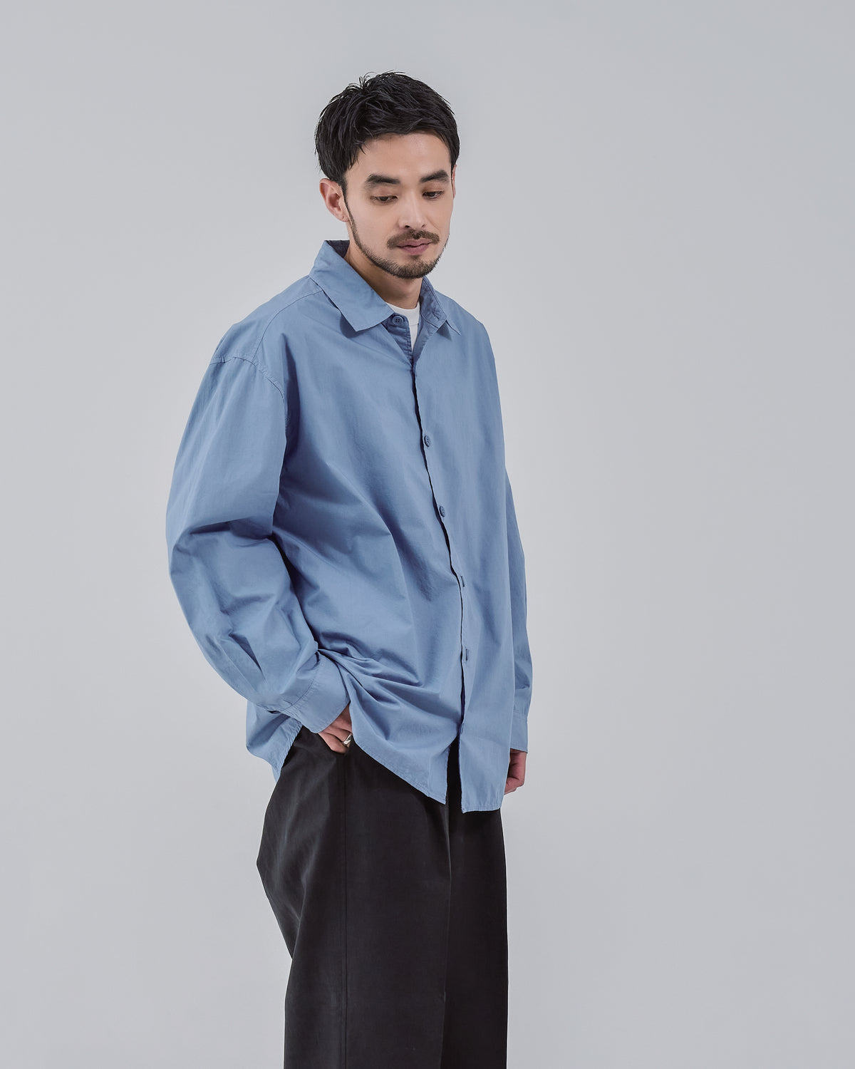 Garment Dyed L/S Shirt -blue-(10)