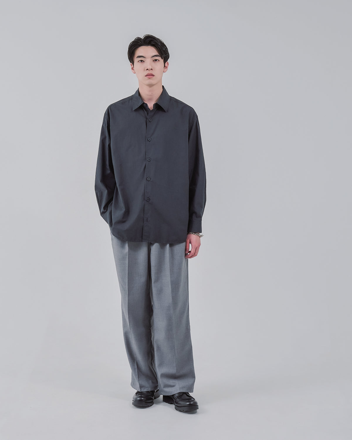Garment Dyed L/S Shirt -charcoal-(15)