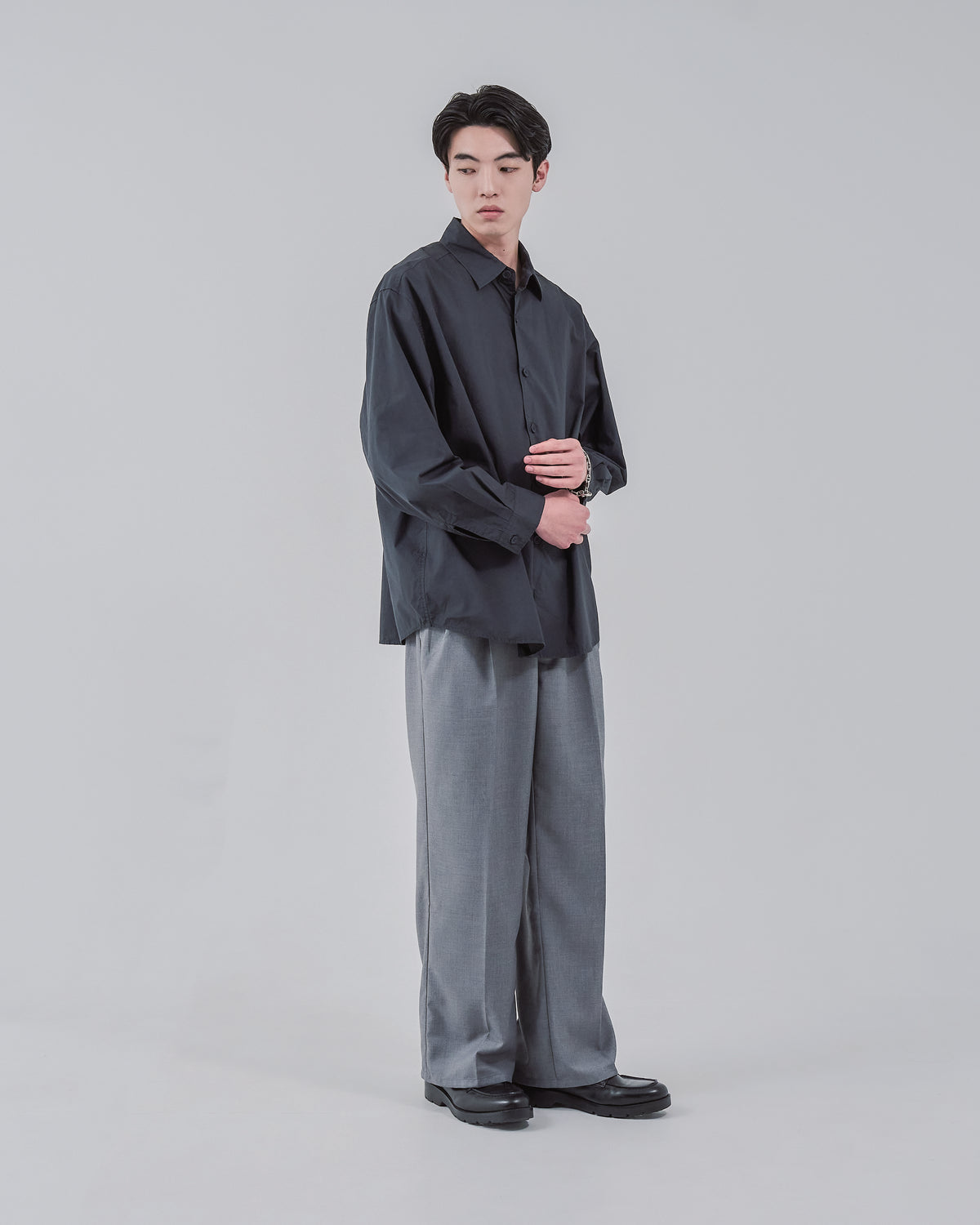 Garment Dyed L/S Shirt -charcoal-(21)