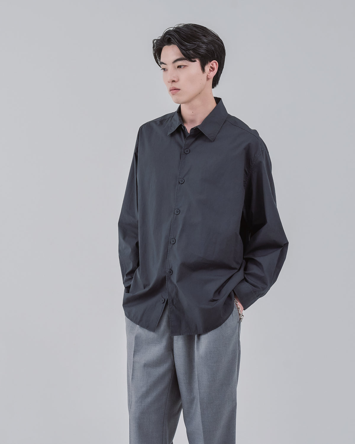 Garment Dyed L/S Shirt -charcoal-(8)