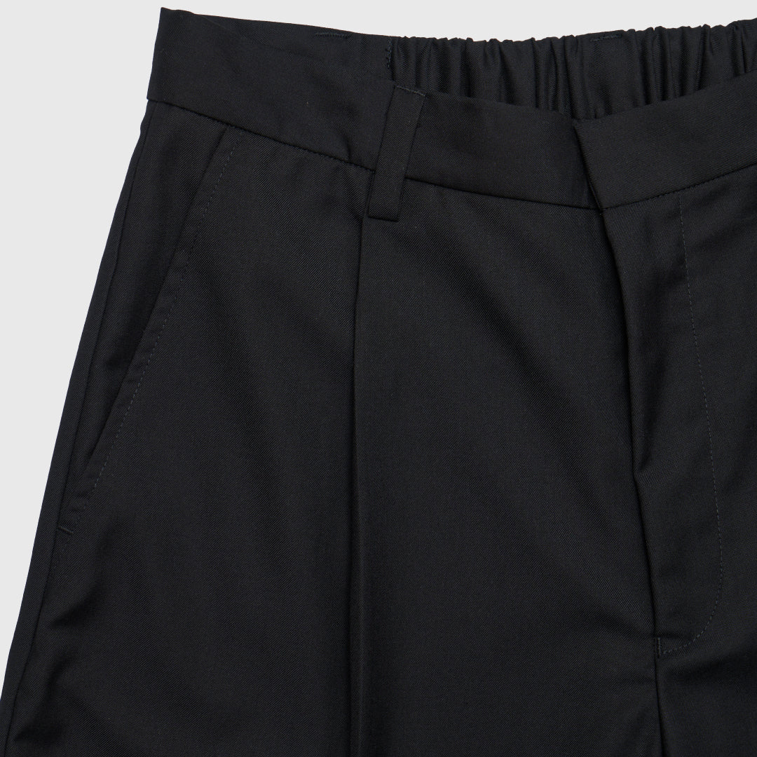 1Tuck Wide Easy Half Slacks -black-
