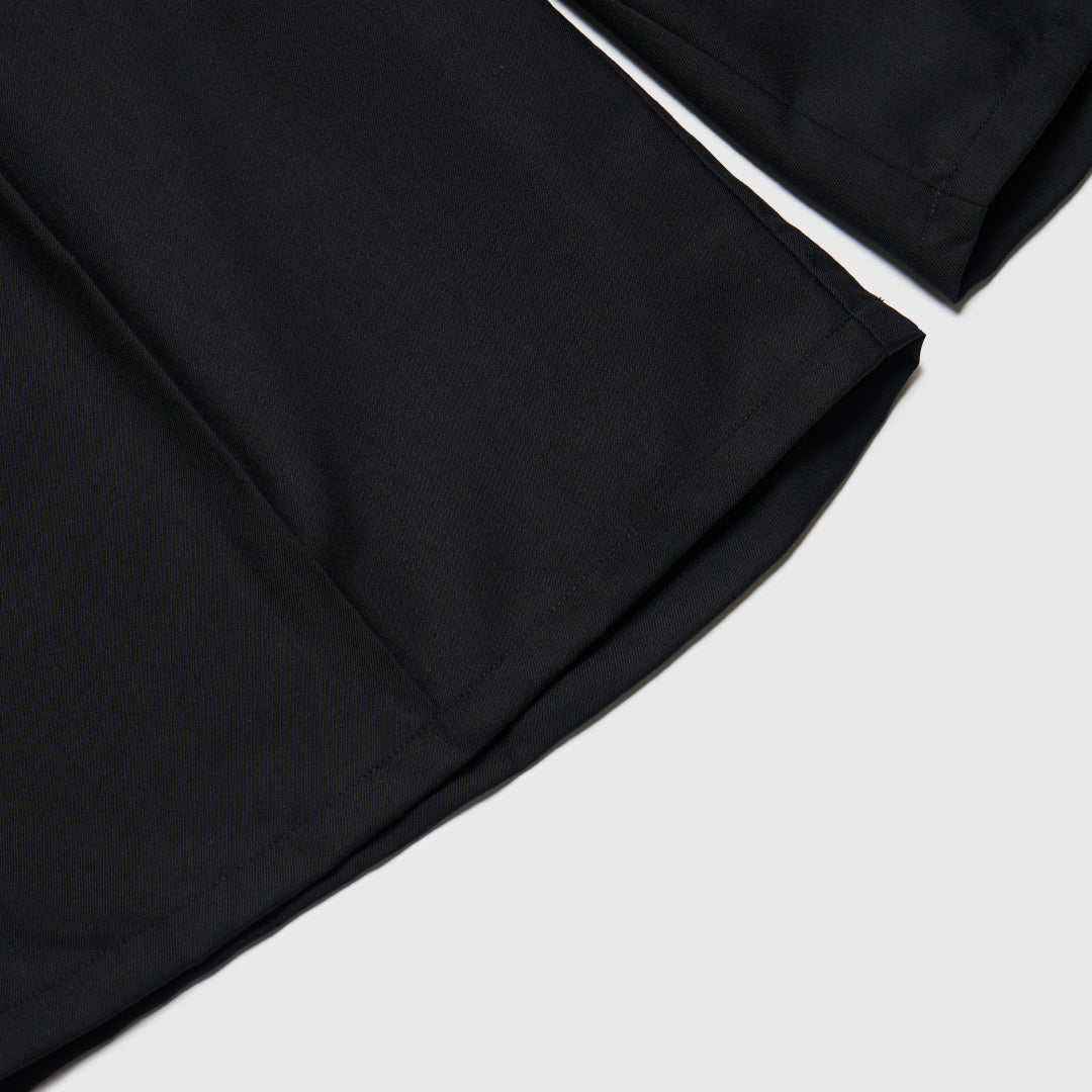 1Tuck Wide Easy Half Slacks -black-