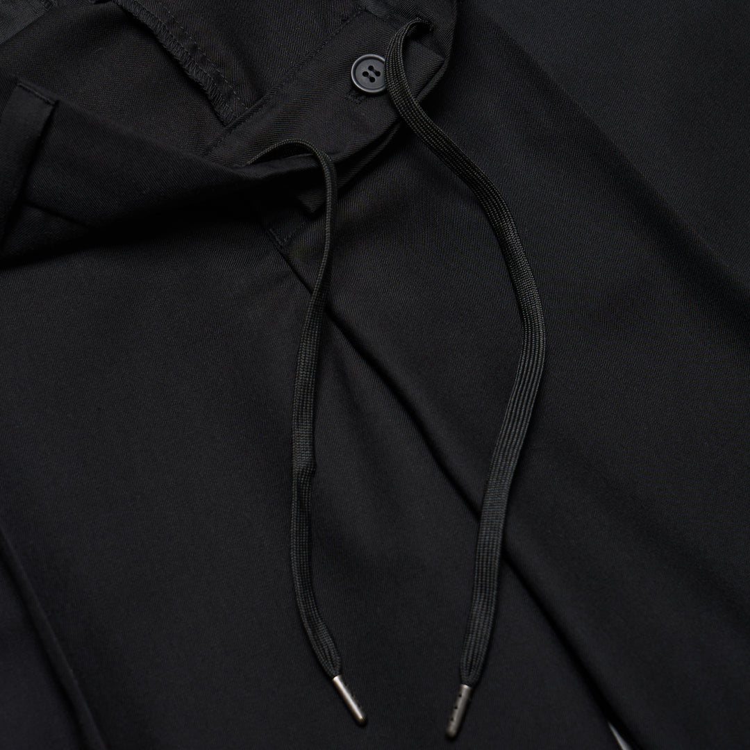 1Tuck Wide Easy Half Slacks -black-