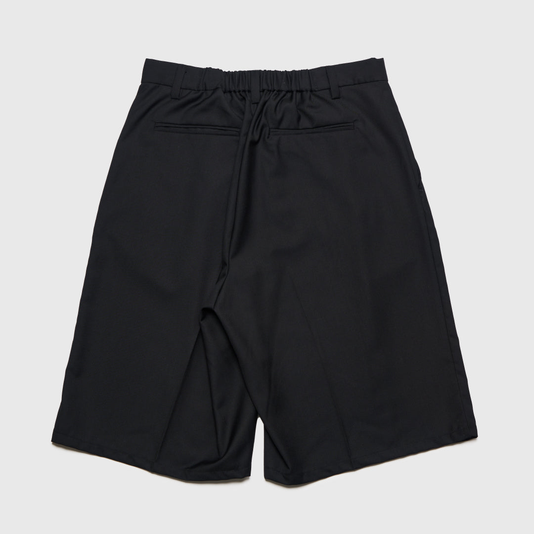 1Tuck Wide Easy Half Slacks -black-