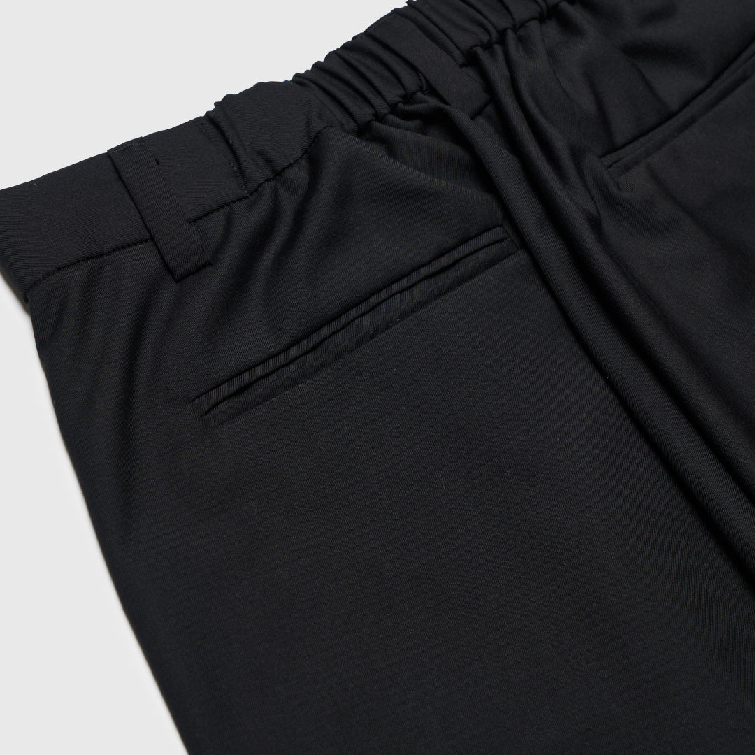 1Tuck Wide Easy Half Slacks -black-