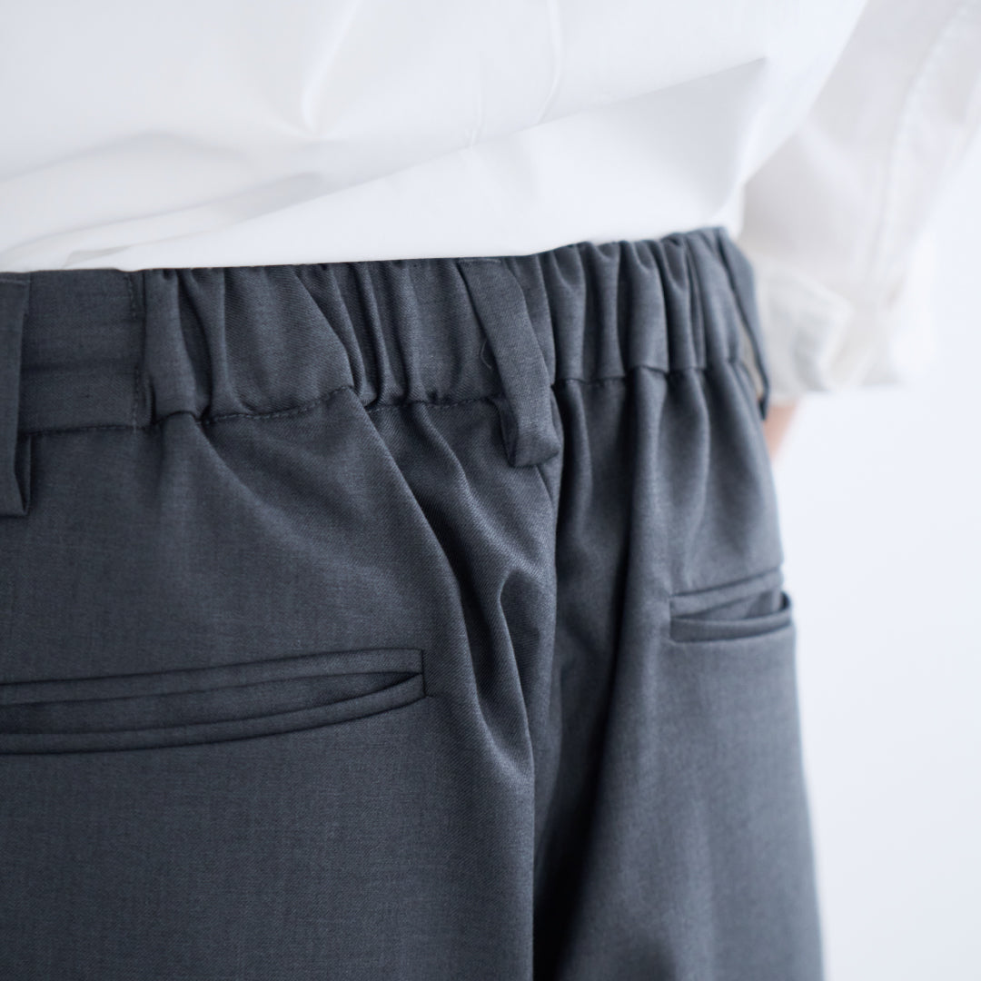 1Tuck Wide Easy Half Slacks -gray-
