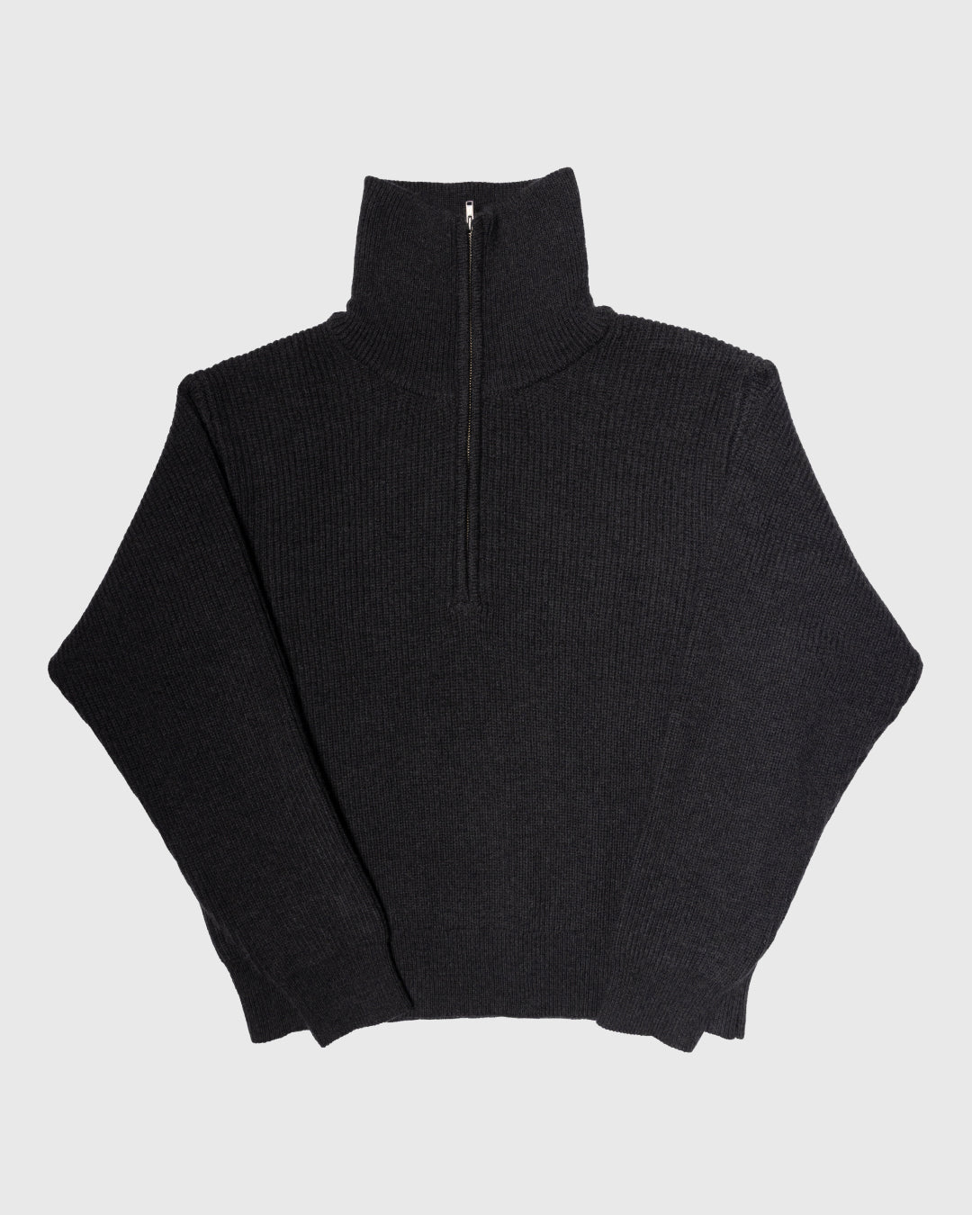 Wool Mixed Half Zip Knit -dark gray-