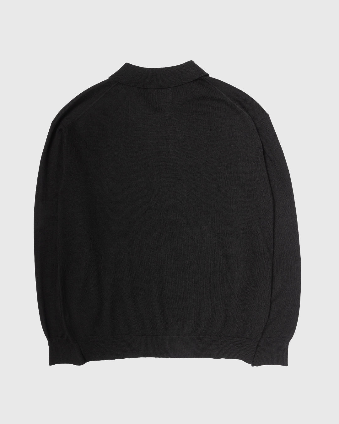 Wool Mixed L/S Knit Polo -black-