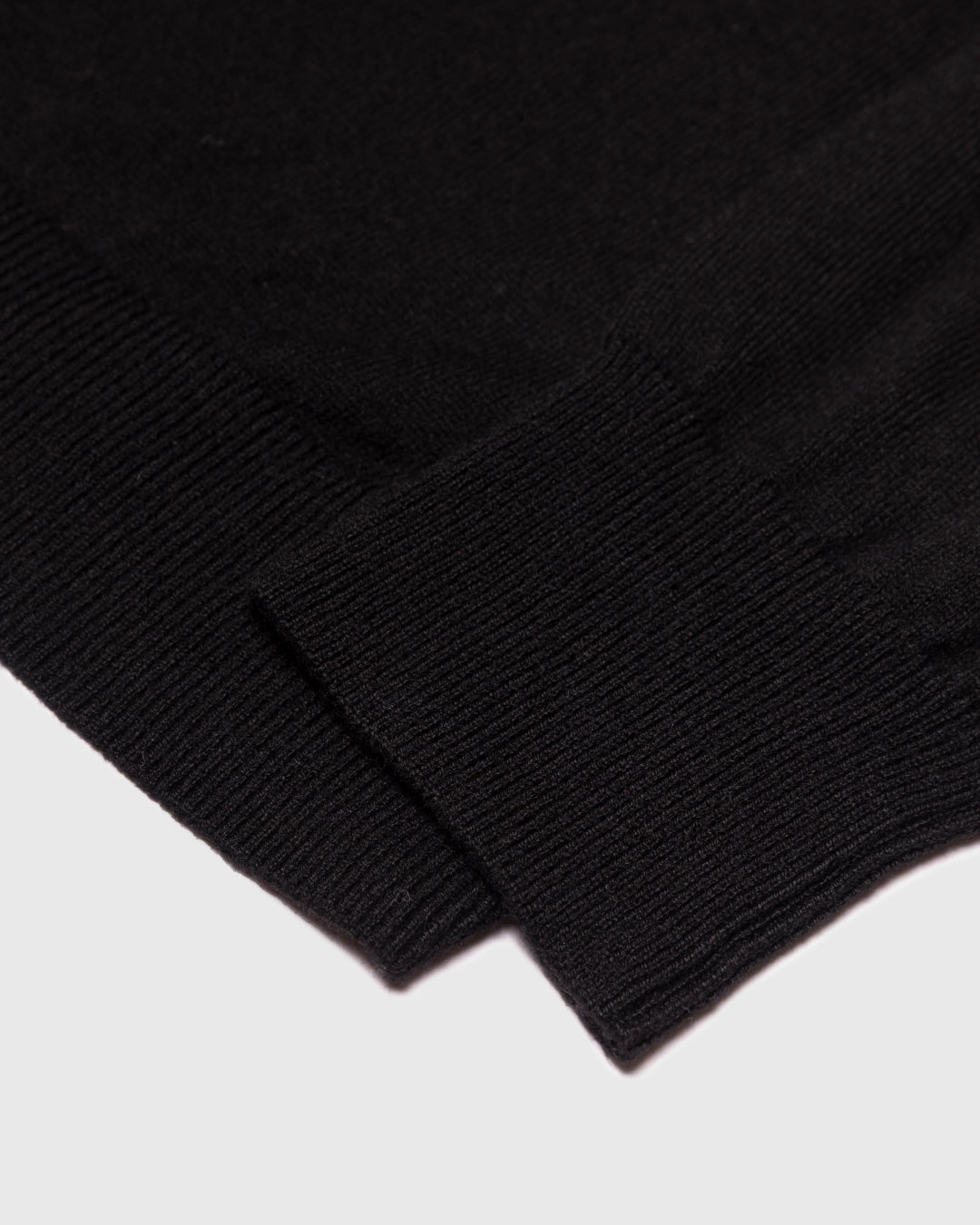 Wool Mixed L/S Knit Polo -black-