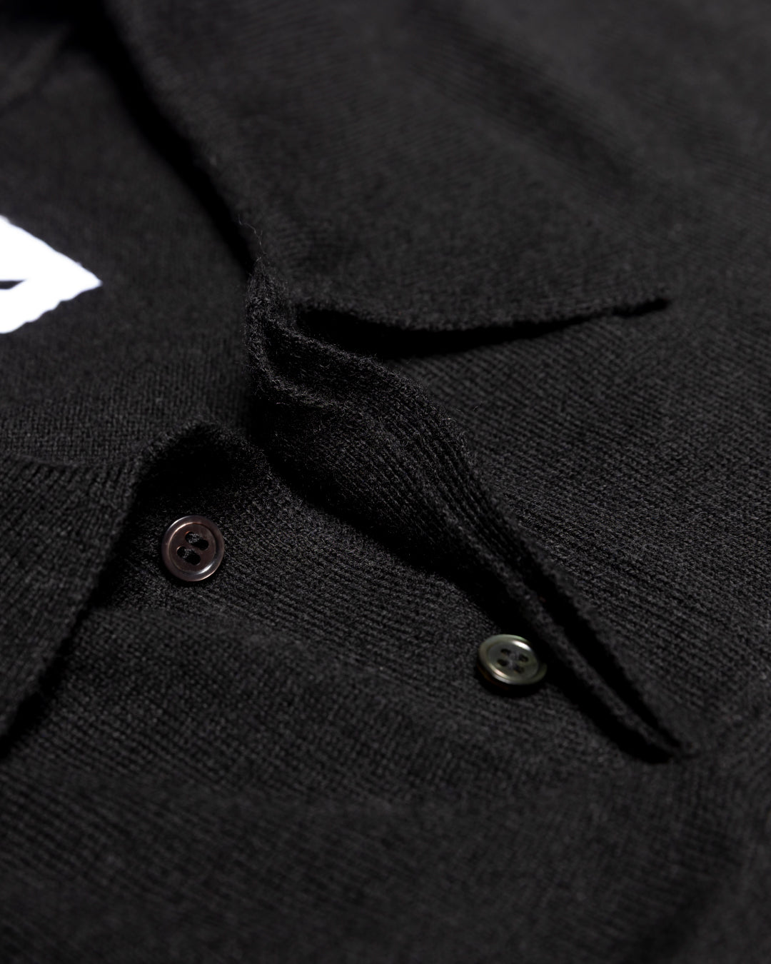 Wool Mixed L/S Knit Polo -black-