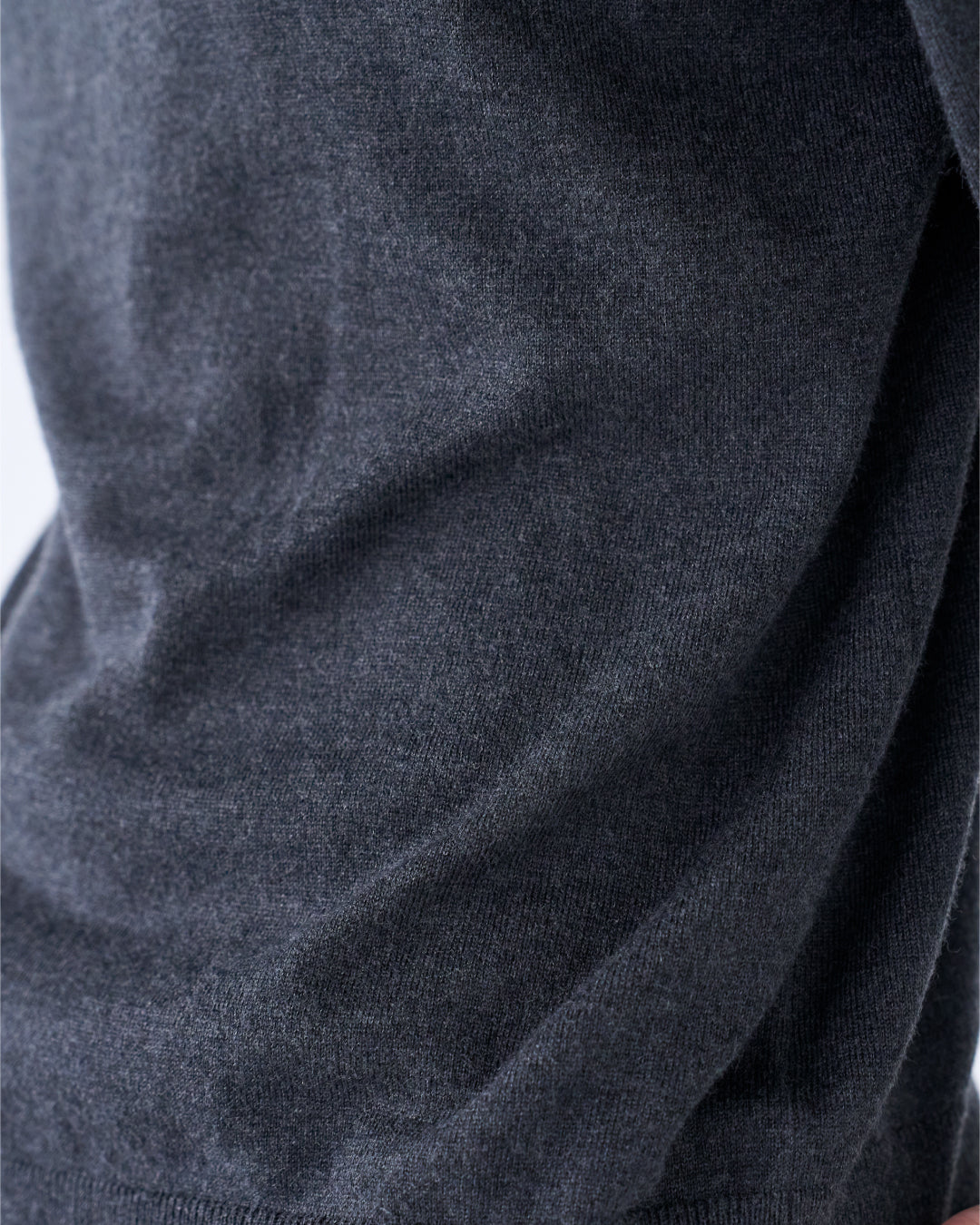 Wool Mixed L/S Knit Polo -dark gray-