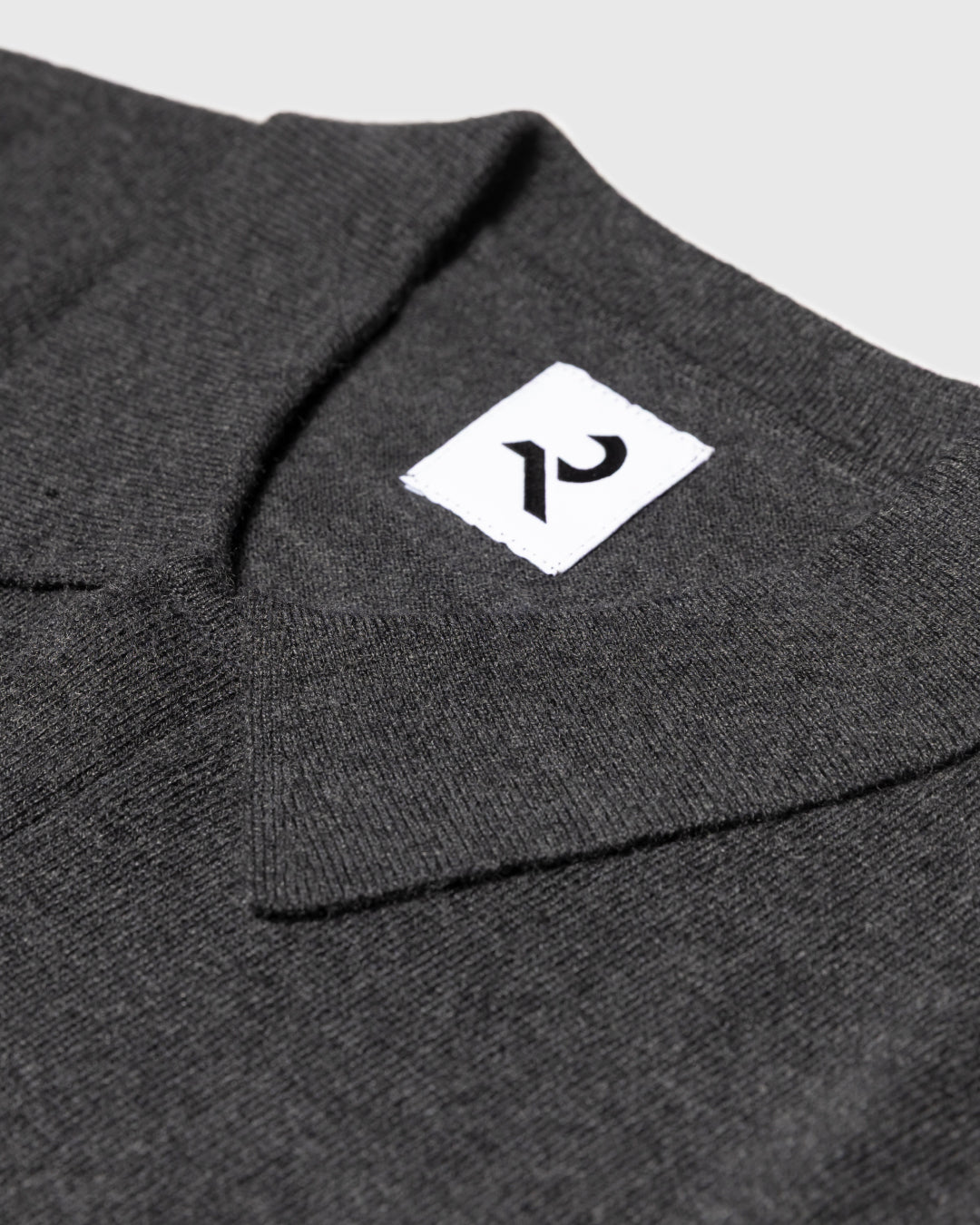 Wool Mixed L/S Knit Polo -dark gray-