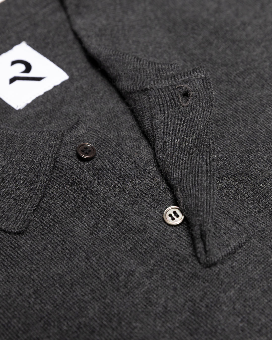 Wool Mixed L/S Knit Polo -dark gray-