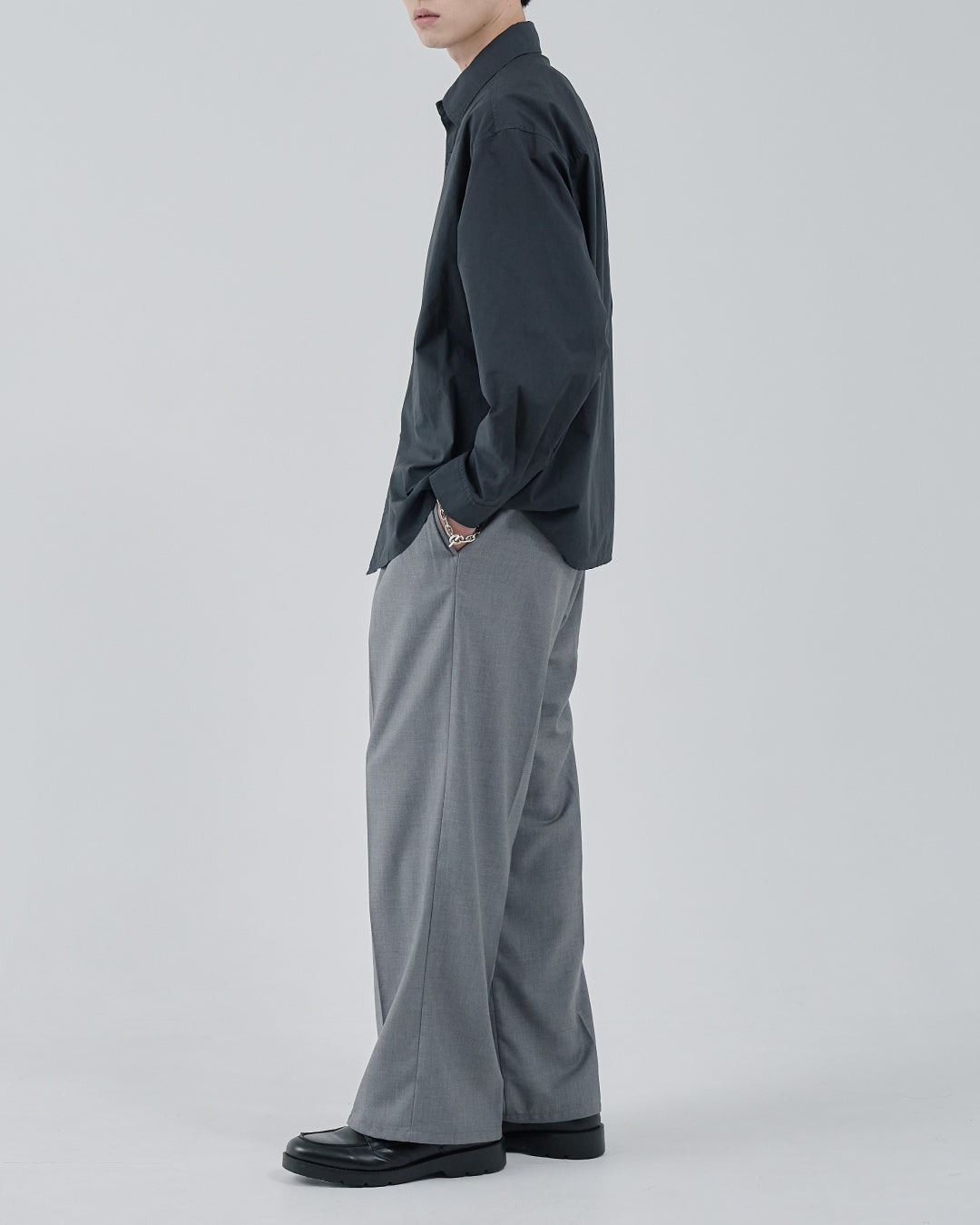 2Tuck Wide Slacks -light gray-
