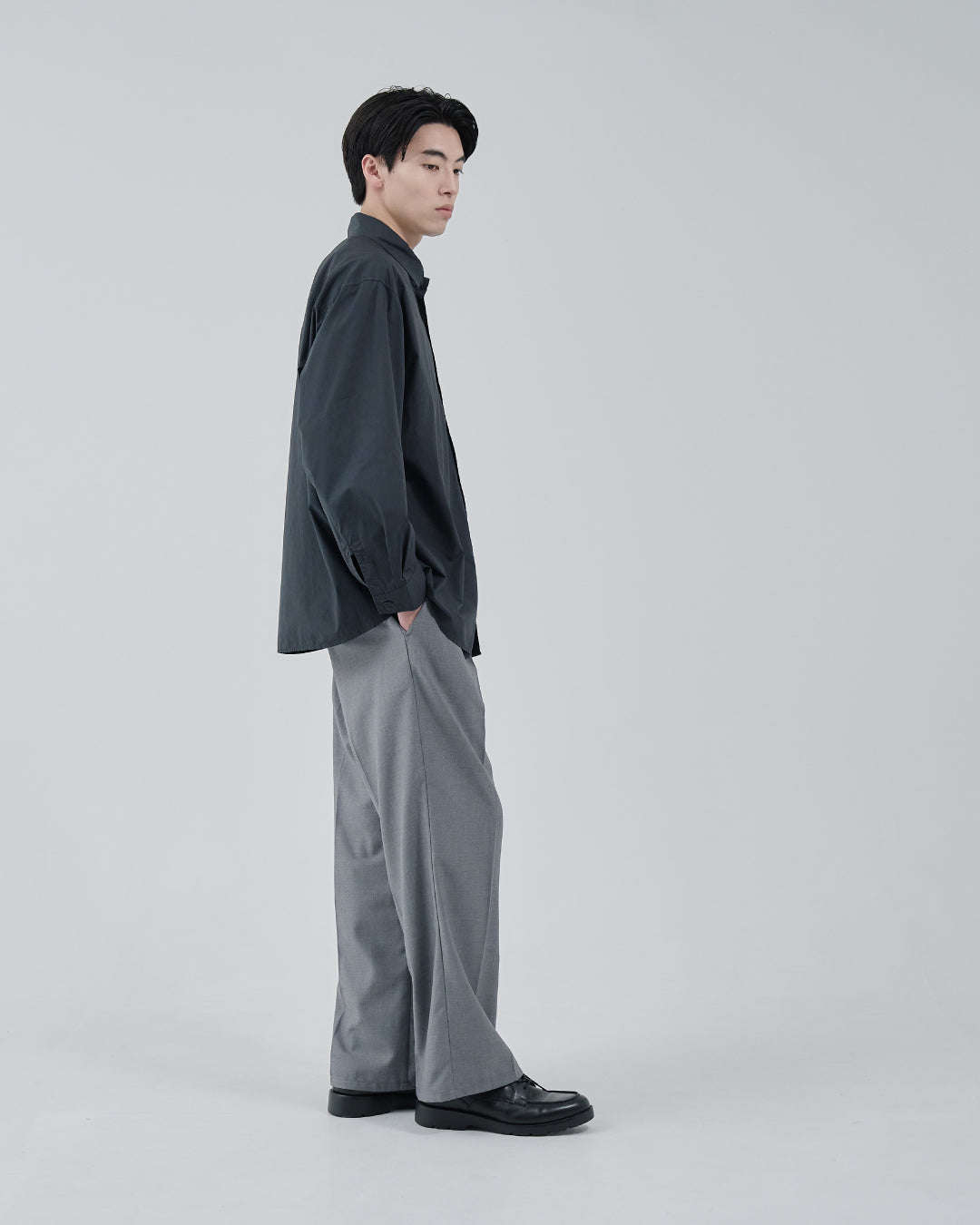 2Tuck Wide Slacks -light gray-