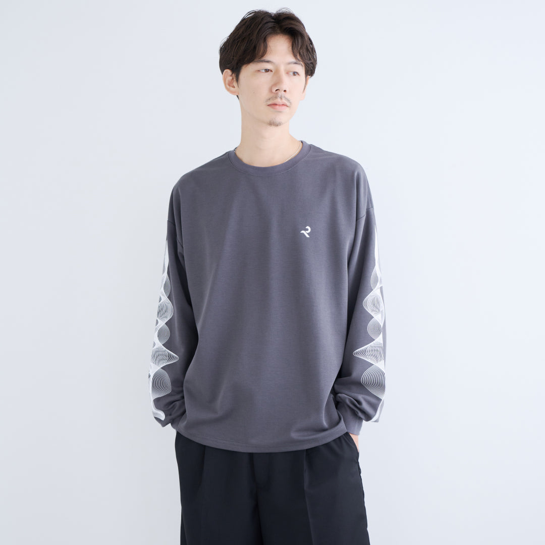 L/S Tee "WAVE" -chacoal gray-