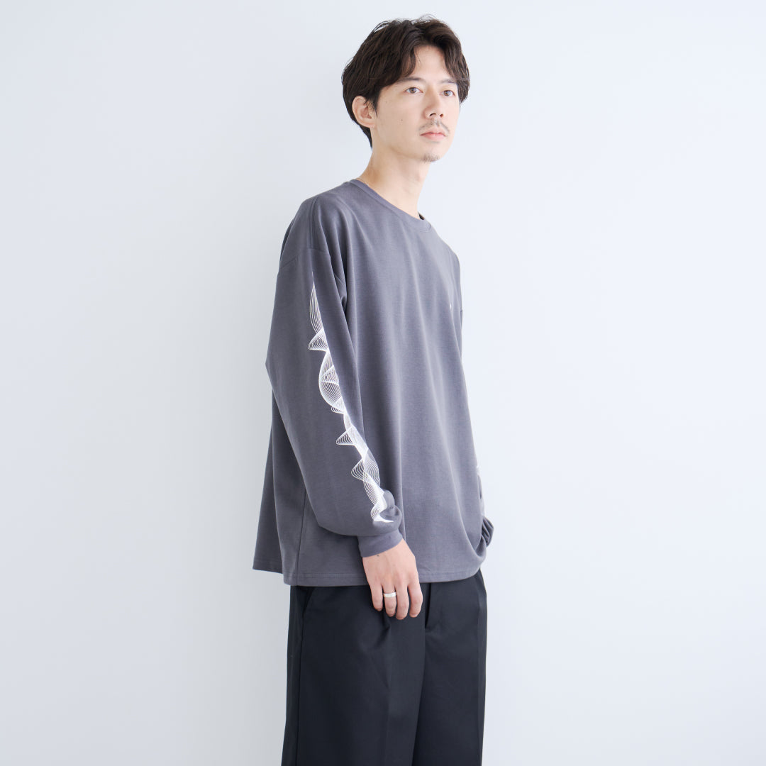 L/S Tee "WAVE" -chacoal gray-